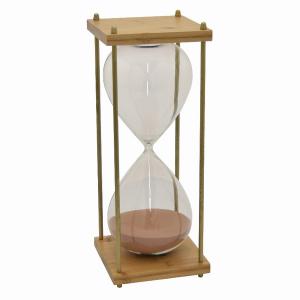 Plutus PBTH92690 Bamboo Glass Sand Timer In Pink Glass