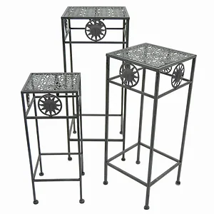 PBTH93598 | Plutus Brands Gray Metal Plant Stand Set of 3