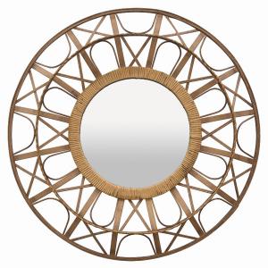 Plutus PBTH93109 Rattan Wall Mirror In Brown Natural Fiber