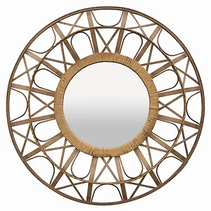 PBTH93109 | Plutus Brands Elegant Brown Rattan Wall Mirror