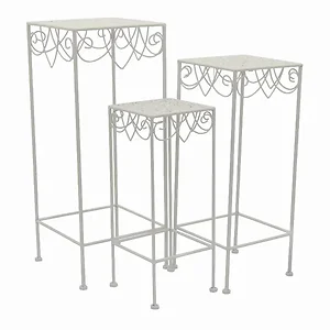 PBTH92619 | Plutus Brands Elegant White Metal Plant Stand
