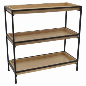 Plutus PBTH92076 Metalwood Plant Stand In Black Metal