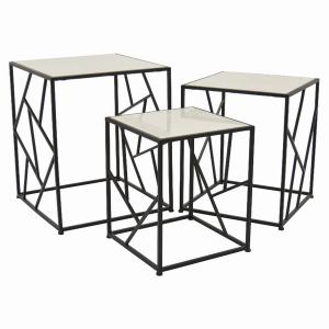 Plutus PBTH94064 Metal Plant Stand -set Of 3 In Black Metal