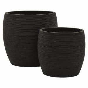 Plutus PBTH94777 Planter Set Of 2 In Black Resin