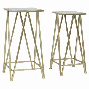 Plutus PBTH92578 Metal Plant Stand In Champagne Metal Set Of 2