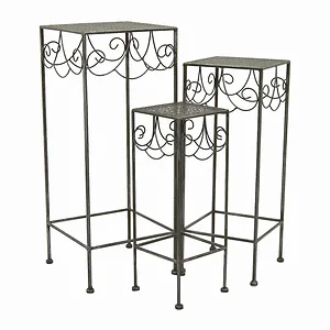 PBTH92618 | Plutus Brands Elegant Gray Metal Plant Stand