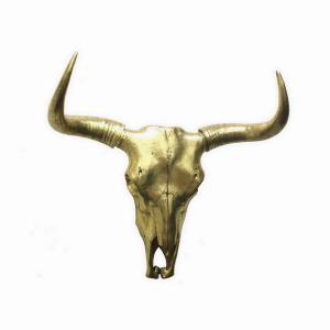 Plutus PBTH93810 Bison Skull Wall Decor - Gold In Gold Resin