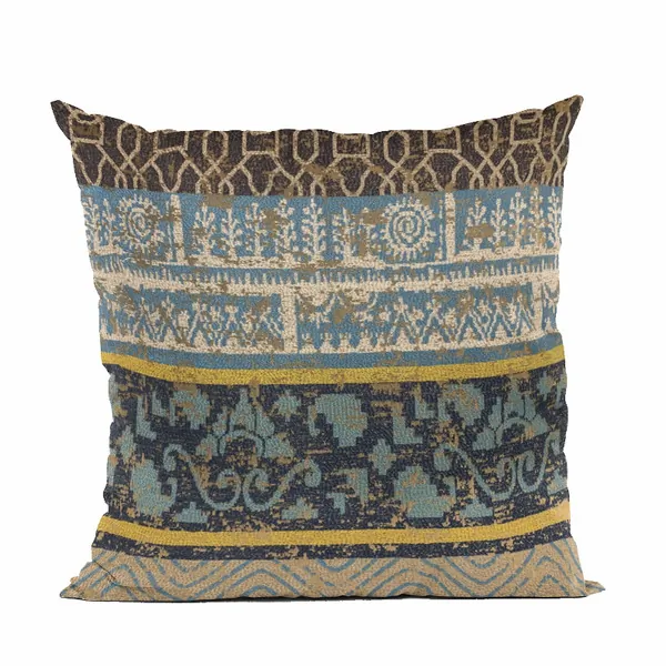 Plutus PBRA2486-2026-DP Plutus Blue Ancient Border Luxury Throw Pillow