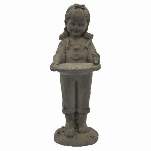 Plutus PBTH93560 Girl Garden Figurine In Gray Resin