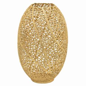 Plutus PBTH93980 Metal Pierced Vase In Gold Metal