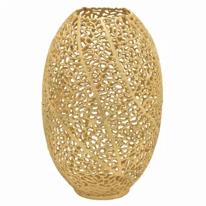 PBTH93980 | Plutus Brands Gold Metal Pierced Vase by Plutus