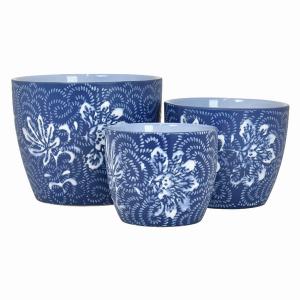 Plutus PBTH93375 Planter Set Of 3 In Blue Porcelain