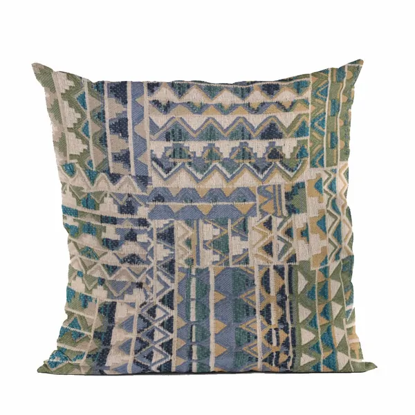 Plutus PBRA2494-2030-DP Plutus Blue Pyramids Border Luxury Throw Pillo