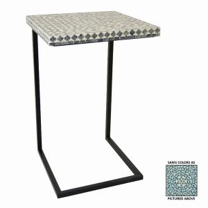 Plutus PBTH93449 Wood Side Table With Capiz In Gray Wood