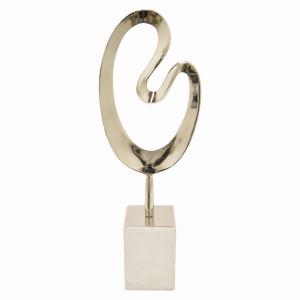 Plutus PBTH92366 Metal Sculpture With Marble Base In Silver Metal