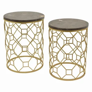 PBTH92924 | Plutus Brands Set of 2 Gold Metal Tables with