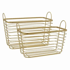 PBTH92236 | Plutus Brands Elegant Gold Metal Baskets - Set
