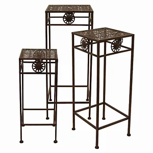 PBTH93597 | Plutus Brands Elegant Brown Metal Plant Stand