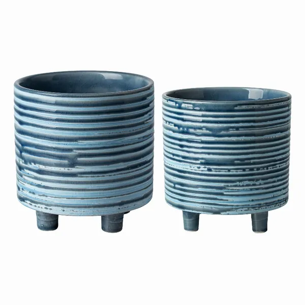 Plutus PBTH93860 Planter In Blue Porcelain Set Of 2