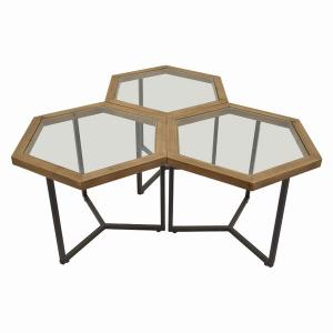 Plutus PBTH93333 Metal Accent Table In Brown Metal Set Of 3