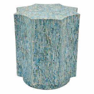 Plutus PBTH93546 Wood Side Table With Mop In Blue Wood