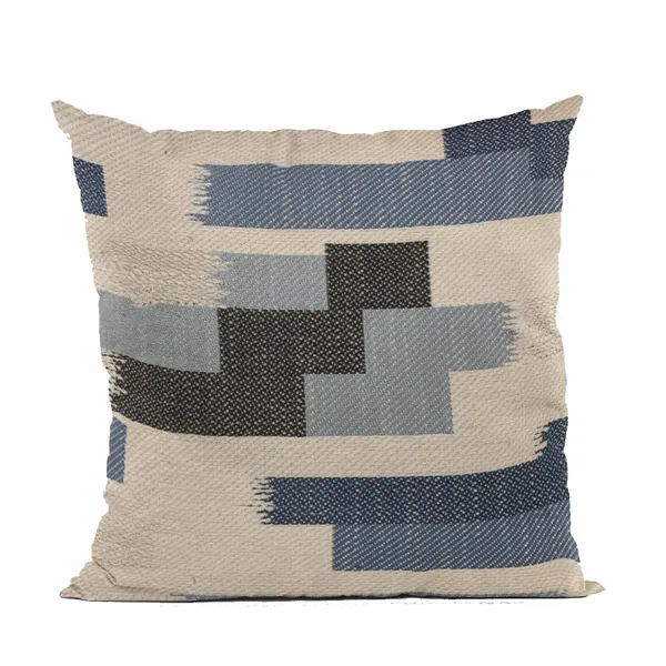 Plutus PBRA2497-2222-DP Plutus Blue Blocks Stripe Luxury Throw Pillow