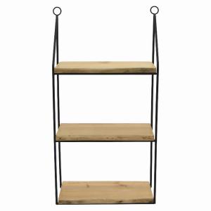 Plutus PBTH92134 3 Tier Wall Mount Bookshelf Black Metal Frame, Wood S