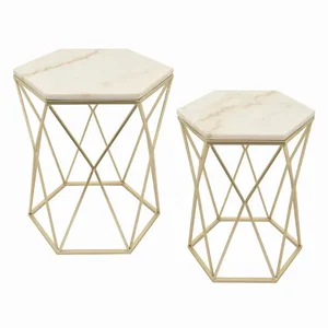 PBTH92920 | Plutus Brands Champagne Metal and Marble Accent