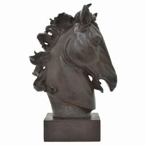 Plutus PBTH94003 Resin Horsehead On Base In Brown Resin