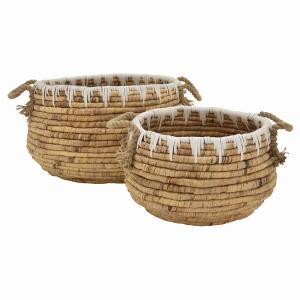 Plutus PBTH93300 Water Hyacinth Basket In Brown Natural Fiber Set Of 2