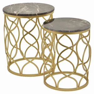 PBTH92922 | Plutus Brands Gold Metal and Marble Top Accent