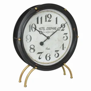 Plutus PBTH92417 Metal Table Clock In Black Metal