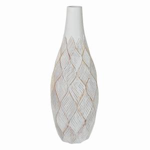 Plutus PBTH93613 Textured Vase In White Resin