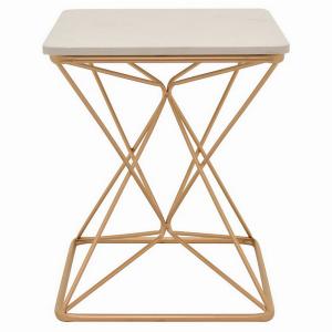 Plutus PBTH94234 Metal Side Table With Marble Top In Gold Metal