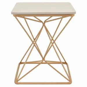 PBTH94234 | Plutus Brands Gold Metal Side Table with Marble