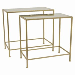 Plutus PBTH92610 Metal Plant Stand Mirrored In Champagne Metal Set Of 