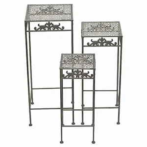PBTH92431 | Plutus Brands Elegant Gray Metal Plant Stand