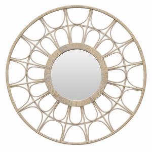 Plutus PBTH92396 Wall Decorative  Mirror In White Natural Fiber