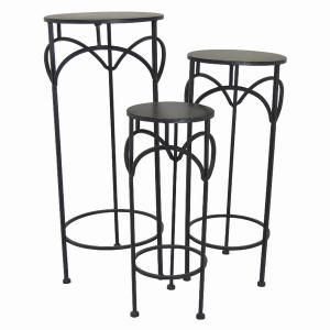 Plutus PBTH92362 Metal Plant Stand In Black Metal Set Of 3