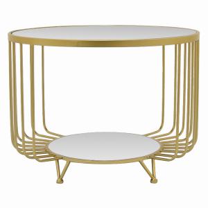 Plutus PBTH93064 Metal Mirrored Plant Stand In Gold Metal