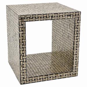 Plutus PBTH94128 Wood Side Table With Capiz In Brown Wood