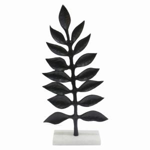 Plutus PBTH92984 Metal Leaf With Marble Base In Black Metal