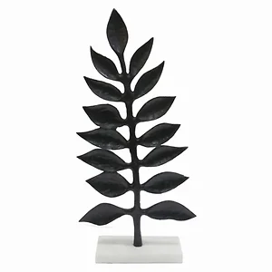 PBTH92984 | Plutus Brands Metal Leaf Sculpture with Black