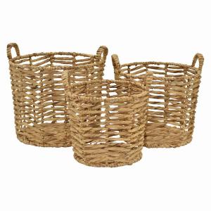 Plutus PBTH92740 Waterhyacinth Basket In Brown Natural Fiber Set Of 3