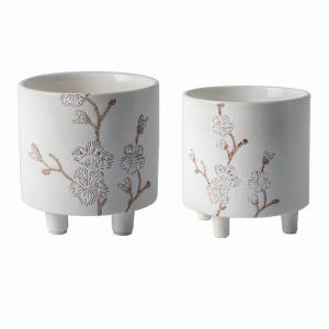 Plutus PBTH93655 Planter In White Porcelain Set Of 2