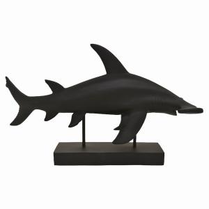 Plutus PBTH94605 Hammerhead Shark On Base In Black Resin