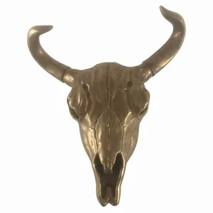 PBTH92049 | Plutus Brands Gold Porcelain Bison Skull Wall