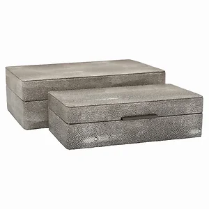 PBTH94472 | Plutus Brands Elegant Gray Wood Box Set of 2 by