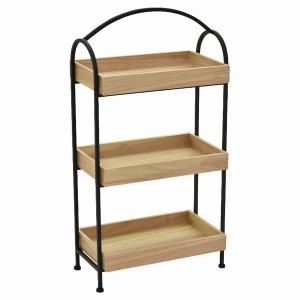 Plutus PBTH92880 Woodmetal Plant Stand In Brown Metal