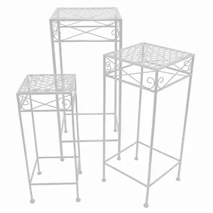 PBTH93599 | Plutus Brands Elegant White Metal Plant Stand